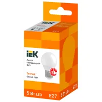 Bec LED IEK G45 LLE-G45-5-230-30-E27 E27/ 5 W/ 3000 K/ 450lm/ White photo 2