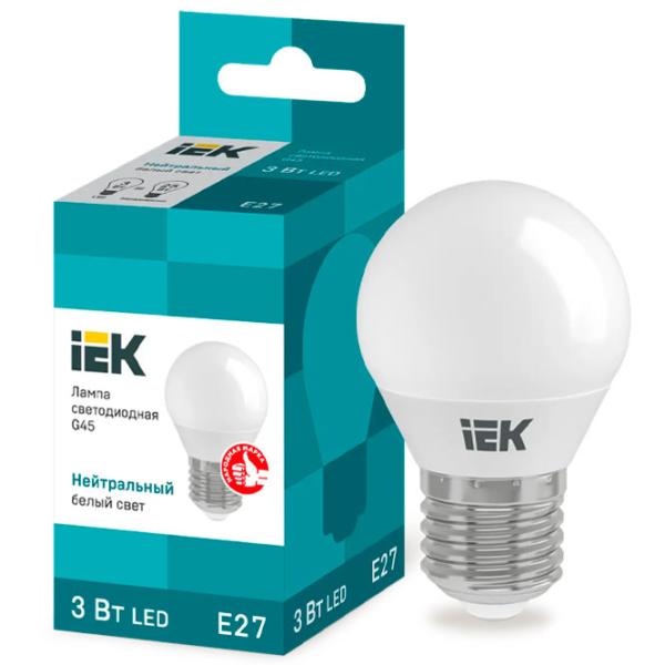 Лампочка светодиодная IEK G45 LLE-G45-3-230-40-E27 E27/ 3 Вт/ 4000 K/ 216лм/ Yellow photo 3