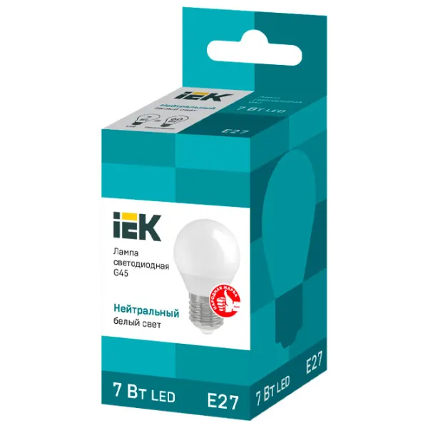 Bec LED IEK G45 LLE-G45-7-230-40-E27 E27/ 7 W/ 4000 K/ 630lm/ Yellow photo 2 Bec LED IEK G45 LLE-G45-7-230-40-E27 E27/ 7 W/ 4000 K/ 630lm/ Yellow photo 2