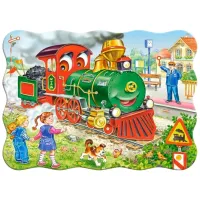 Puzzle 2D Castorland Green Locomotive 4+/ Numărul de piese: 30 photo 2