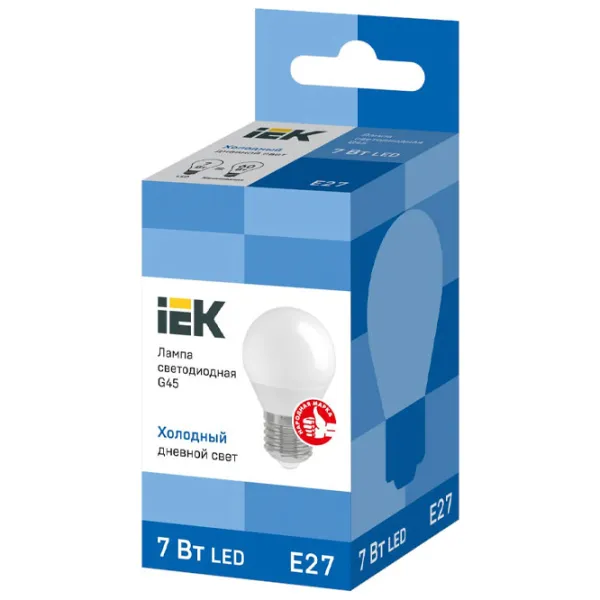 Bec LED IEK G45 LLE-G45-7-230-65-E27 E27/ 7 W/ 6500 K/ 630lm/ White photo 2 Bec LED IEK G45 LLE-G45-7-230-65-E27 E27/ 7 W/ 6500 K/ 630lm/ White photo 2