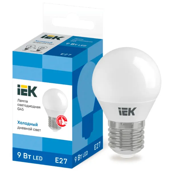 Лампочка светодиодная IEK G45 LLE-G45-9-230-65-E27 E27/ 9 Вт/ 6500 К/ 810лм/ White photo 3 Лампочка светодиодная IEK G45 LLE-G45-9-230-65-E27 E27/ 9 Вт/ 6500 К/ 810лм/ White photo 3