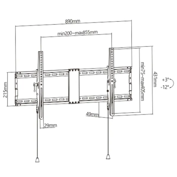 Suport TV Gembird WM-90T-01 VESA 800 x 400 mm photo 2 Suport TV Gembird WM-90T-01 VESA 800 x 400 mm photo 2