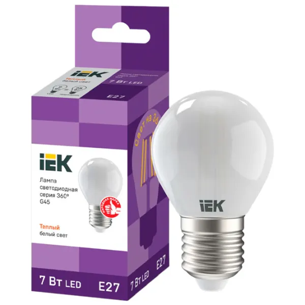 Bec LED cu filament IEK G45 LLF-G45-7-230-30-E27-FR E27/ 7 W/ 3000 K/ 805lm/ Yellow photo 3