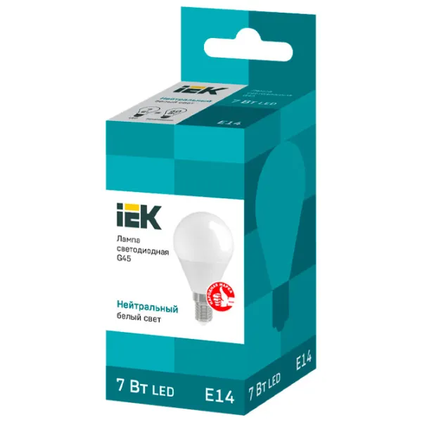 Лампочка светодиодная IEK G45 LLE-G45-7-230-40-E14 E14/ 7 Вт/ 4000 K/ 630лм/ White photo 2 Лампочка светодиодная IEK G45 LLE-G45-7-230-40-E14 E14/ 7 Вт/ 4000 K/ 630лм/ White photo 2