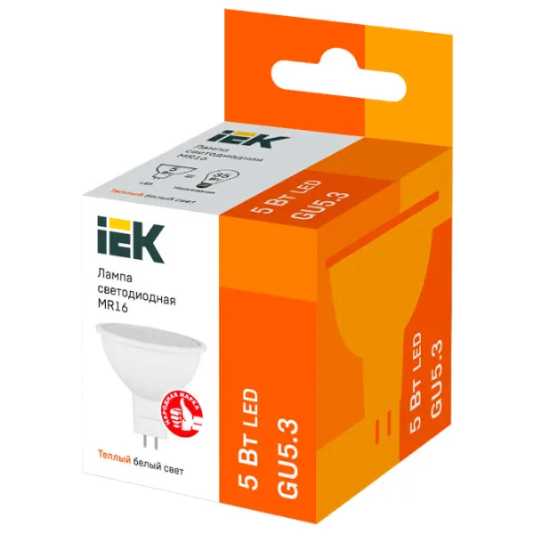 Bec LED IEK MR16 LLE-MR16-5-230-30-GU5 GU5.3/ 5 W/ 3000 K/ 450lm/ Yellow photo 2 Bec LED IEK MR16 LLE-MR16-5-230-30-GU5 GU5.3/ 5 W/ 3000 K/ 450lm/ Yellow photo 2
