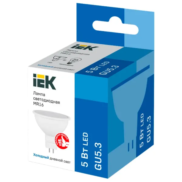 Bec LED IEK MR16 LLE-MR16-5-230-65-GU5 GU5.3/ 5 W/ 6500 K/ 450lm/ White photo 2