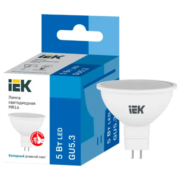 Bec LED IEK MR16 LLE-MR16-5-230-65-GU5 GU5.3/ 5 W/ 6500 K/ 450lm/ White photo 3
