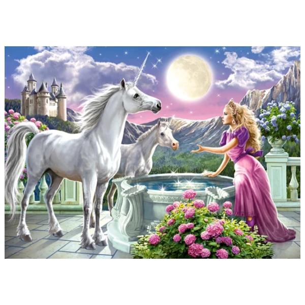 Puzzle 2D Castorland Princess and her Unicorns 6+/ Numărul de piese: 120 photo 2
