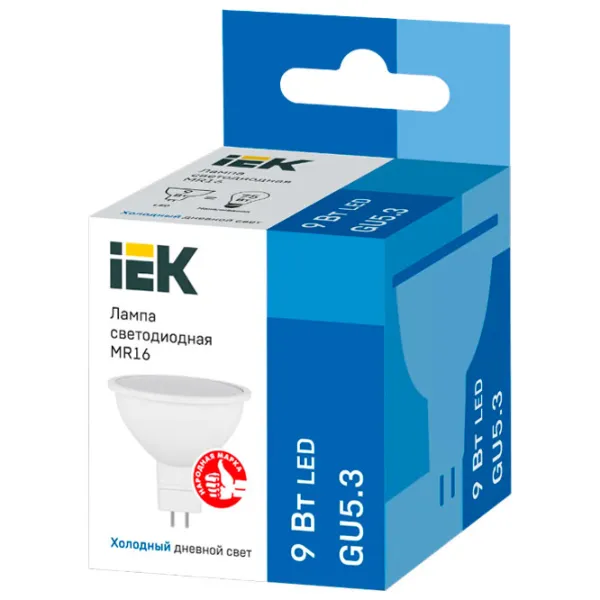 Bec LED IEK MR16 LLE-MR16-9-230-65-GU5 GU5.3/ 9 W/ 6500 K/ 810lm/ White photo 2 Bec LED IEK MR16 LLE-MR16-9-230-65-GU5 GU5.3/ 9 W/ 6500 K/ 810lm/ White photo 2