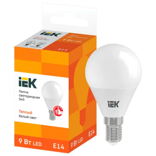 Лампочка светодиодная IEK G45 LLE-G45-9-230-30-E14 E14/ 9 Вт/ 3000 K/ 810лм/ Yellow photo 3 Лампочка светодиодная IEK G45 LLE-G45-9-230-30-E14 E14/ 9 Вт/ 3000 K/ 810лм/ Yellow photo 3