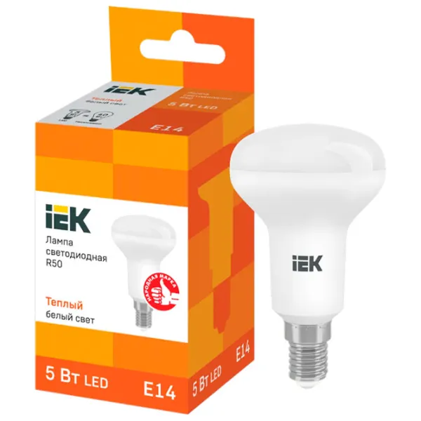 Лампочка светодиодная IEK R50 LLE-R50-5-230-30-E14 E14/ 5 Вт/ 3000 K/ 450лм/ Yellow photo 3 Лампочка светодиодная IEK R50 LLE-R50-5-230-30-E14 E14/ 5 Вт/ 3000 K/ 450лм/ Yellow photo 3