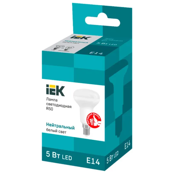Лампочка светодиодная IEK R50 LLE-R50-5-230-40-E14 E14/ 5 Вт/ 4000 K/ 450лм/ White photo 2 Лампочка светодиодная IEK R50 LLE-R50-5-230-40-E14 E14/ 5 Вт/ 4000 K/ 450лм/ White photo 2