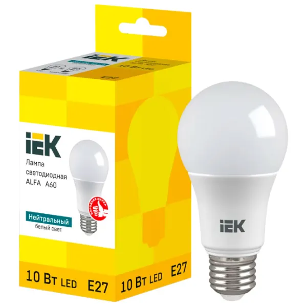 Bec LED IEK ALFA A60 LLA-A60-10-230-40-E27 E27/ 10 W/ 4000 K/ 900lm/ White photo 3 Bec LED IEK ALFA A60 LLA-A60-10-230-40-E27 E27/ 10 W/ 4000 K/ 900lm/ White photo 3