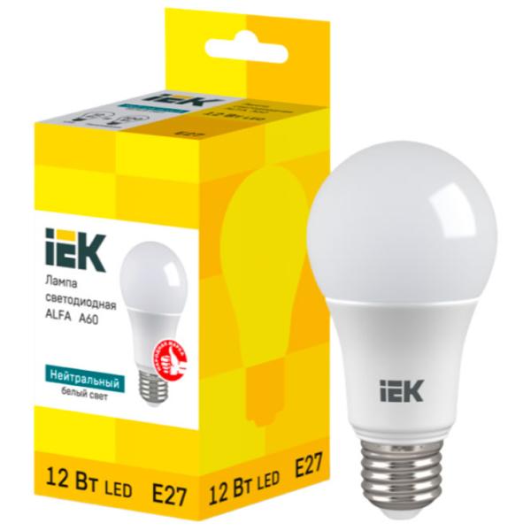 Лампочка светодиодная IEK ALFA A60 LLA-A60-12-230-40-E27 E27/ 12 Вт/ 4000 K/ 1080лм/ White photo 2 Лампочка светодиодная IEK ALFA A60 LLA-A60-12-230-40-E27 E27/ 12 Вт/ 4000 K/ 1080лм/ White photo 2