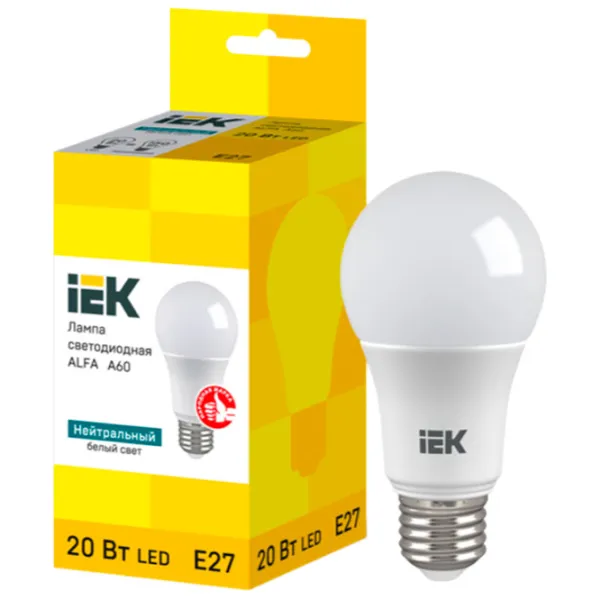 Bec LED IEK ALFA A60 LLA-A60-20-230-40-E27 E27/ 20 W/ 4000 K/ 1800lm/ White photo 2