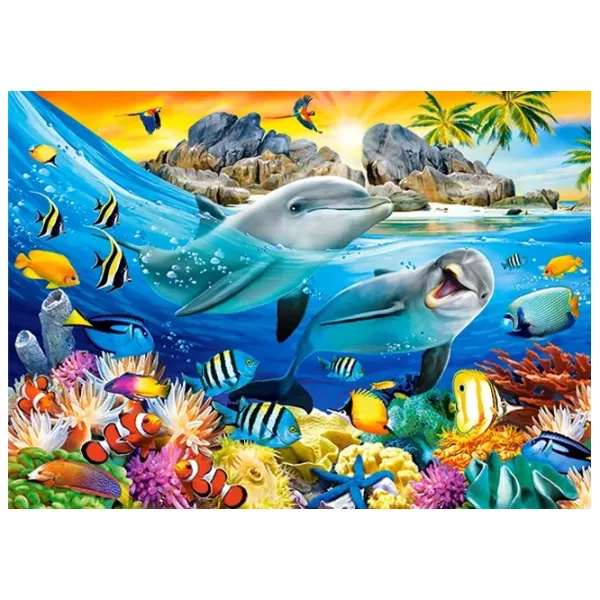 Puzzle 2D Castorland Dolphins in the Tropics 7+/ Numărul de piese: 180 photo 2