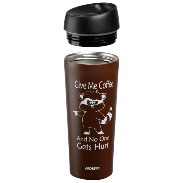 Термокружка Ardesto Coffee Time Raccoon Коричневый 0.45л photo 2 Термокружка Ardesto Coffee Time Raccoon Коричневый 0.45л photo 2