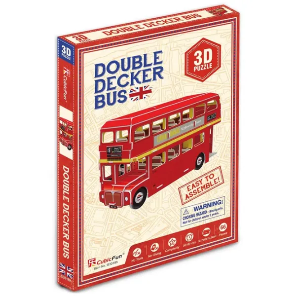 Пазл 3D CubicFun Double Decker Bus 8+/ Количество деталей: 66 photo 2