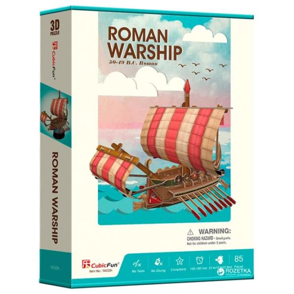 Пазл 3D CubicFun Roman Warship 6+/ Количество деталей: 85 photo 3