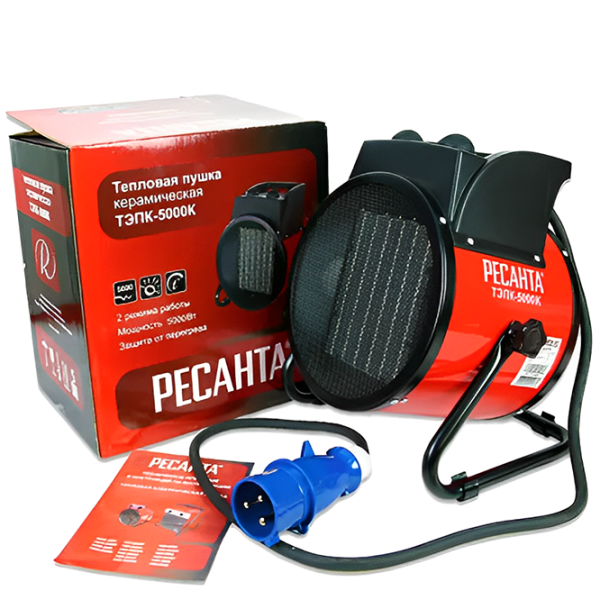 Тепловая пушка Электрическая Resanta ТЭПК-5000K 5000 Вт/ 50 м²/ 400 м³/ ч photo 2 Тепловая пушка Электрическая Resanta ТЭПК-5000K 5000 Вт/ 50 м²/ 400 м³/ ч photo 2