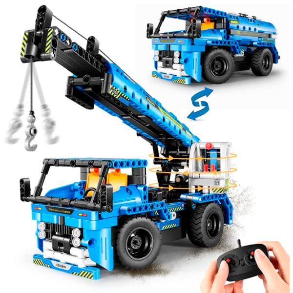 Конструктор с радиоуправлением XTech 2 in 1 Crane Truck Транспорт/ Синий photo 6