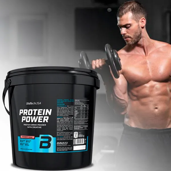 Proteină BioTechUSA Protein Power 4000 g (5999076223718) praf/ Banană, căpșuni photo 2 Proteină BioTechUSA Protein Power 4000 g (5999076223718) praf/ Banană, căpșuni photo 2