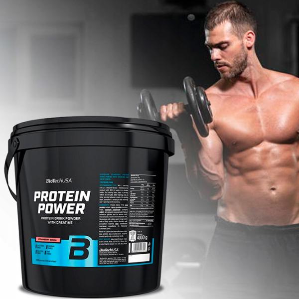 Proteină BioTechUSA Protein Power 4000 g (5999076223718) praf/ Banană, căpșuni photo 2 Proteină BioTechUSA Protein Power 4000 g (5999076223718) praf/ Banană, căpșuni photo 2