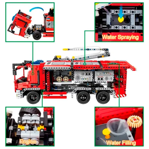 Конструктор XTech 2 in 1 Fire Truck With Water Spraying Транспорт/ Красный photo 2 Конструктор XTech 2 in 1 Fire Truck With Water Spraying Транспорт/ Красный photo 2
