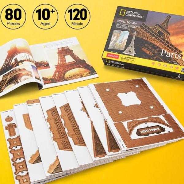 Puzzle 3D CubicFun Eiffel Tower 6+/ Numărul de piese: 80 photo 3