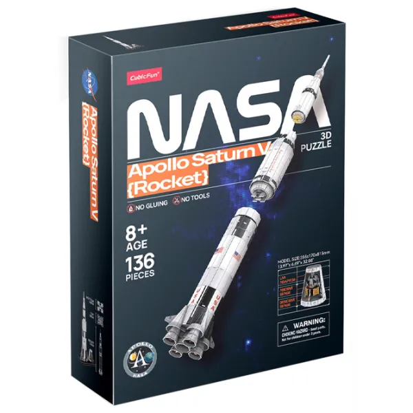 Пазл 3D CubicFun Apollo Saturn V Rocket 8+/ Количество деталей: 136 photo 2