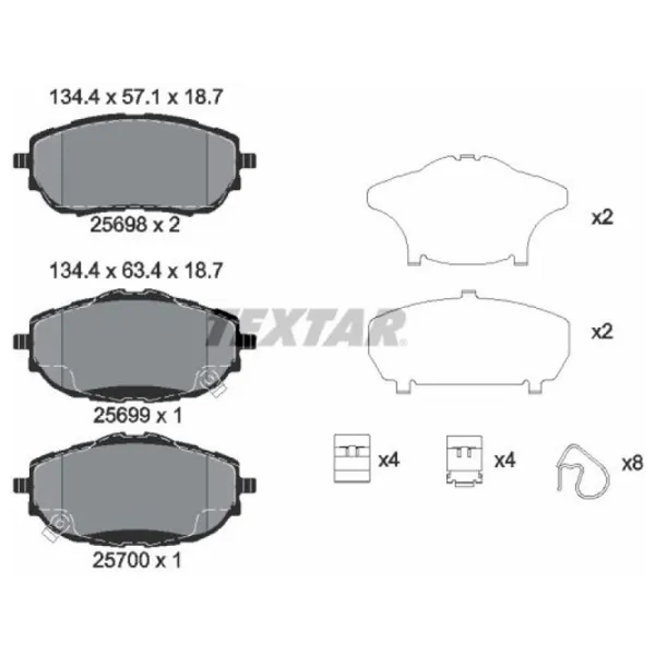 Тормозные колодки Textar 2569801 передние/ дисковые photo 2 Тормозные колодки Textar 2569801 передние/ дисковые photo 2