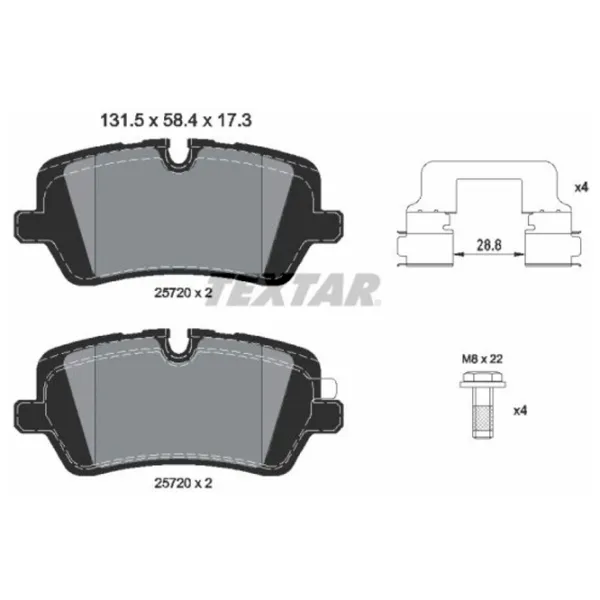 Тормозные колодки Textar 2572001 задние/ дисковые photo 2 Тормозные колодки Textar 2572001 задние/ дисковые photo 2