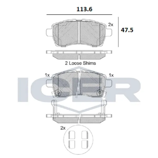 Тормозные колодки Icer 182305 передние/ дисковые photo 2 Тормозные колодки Icer 182305 передние/ дисковые photo 2