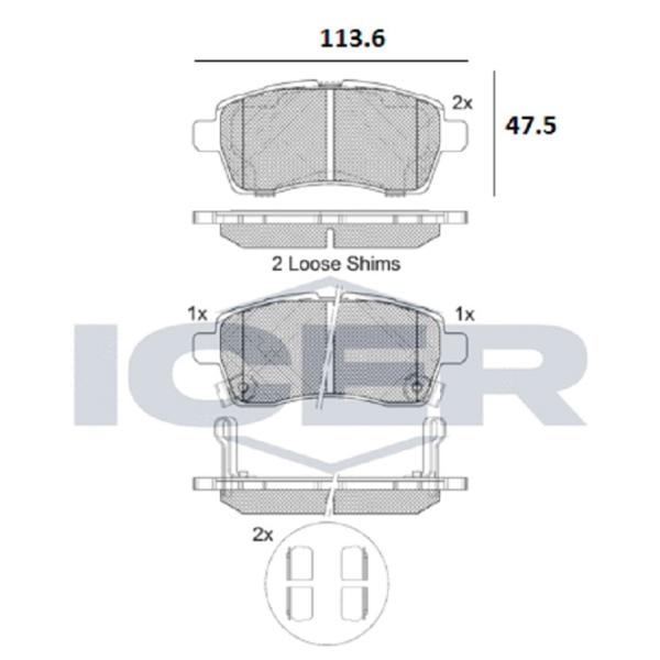 Тормозные колодки Icer 182305 передние/ дисковые photo 2 Тормозные колодки Icer 182305 передние/ дисковые photo 2