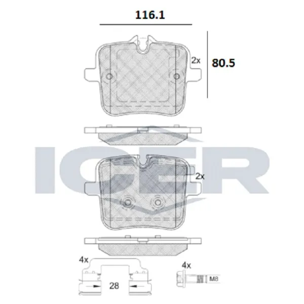 Plăcuțe de frână Icer 182308 spate/ disk photo 2 Plăcuțe de frână Icer 182308 spate/ disk photo 2