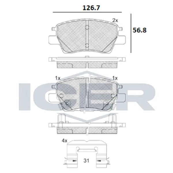 Тормозные колодки Icer 182311 передние/ дисковые photo 2 Тормозные колодки Icer 182311 передние/ дисковые photo 2