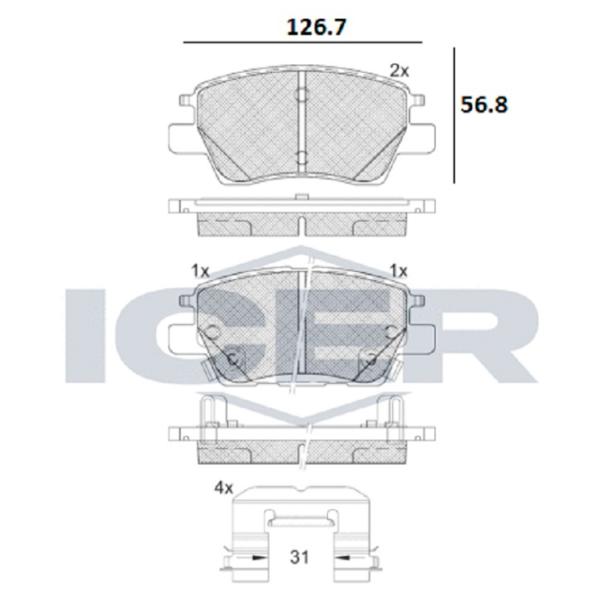 Тормозные колодки Icer 182311 передние/ дисковые photo 2 Тормозные колодки Icer 182311 передние/ дисковые photo 2