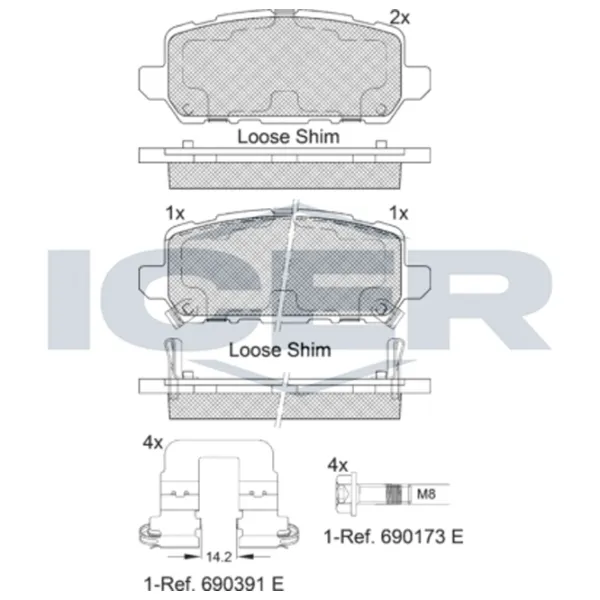 Тормозные колодки Icer 182312 задние/ дисковые photo 2 Тормозные колодки Icer 182312 задние/ дисковые photo 2