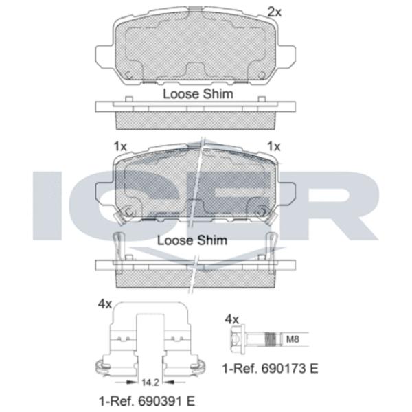 Тормозные колодки Icer 182312 задние/ дисковые photo 2 Тормозные колодки Icer 182312 задние/ дисковые photo 2