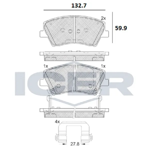 Тормозные колодки Icer 182314 передние/ дисковые photo 2 Тормозные колодки Icer 182314 передние/ дисковые photo 2