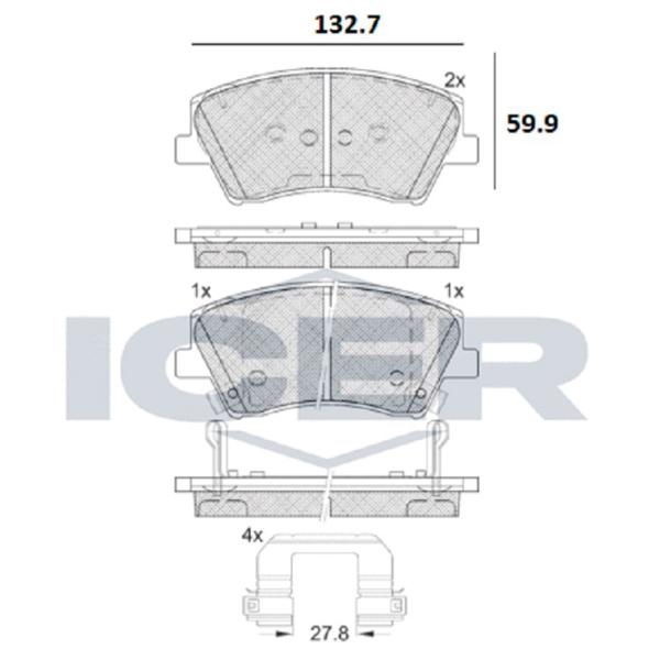 Тормозные колодки Icer 182314 передние/ дисковые photo 2 Тормозные колодки Icer 182314 передние/ дисковые photo 2
