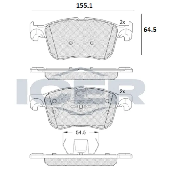 Тормозные колодки Icer 182321-204 передние/ дисковые photo 2 Тормозные колодки Icer 182321-204 передние/ дисковые photo 2