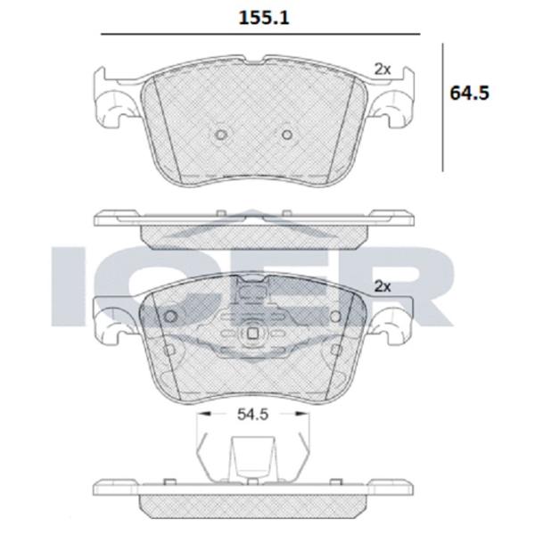 Тормозные колодки Icer 182321-204 передние/ дисковые photo 2 Тормозные колодки Icer 182321-204 передние/ дисковые photo 2