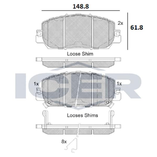 Тормозные колодки Icer 182322 передние/ дисковые photo 2