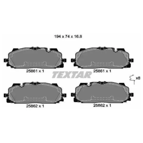 Тормозные колодки Textar 2586101 передние/ дисковые photo 2 Тормозные колодки Textar 2586101 передние/ дисковые photo 2