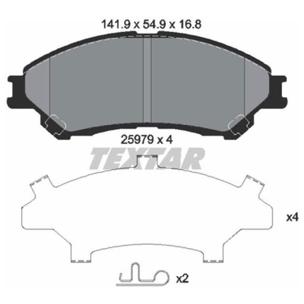 Тормозные колодки Textar 2597901 передние/ дисковые photo 2 Тормозные колодки Textar 2597901 передние/ дисковые photo 2