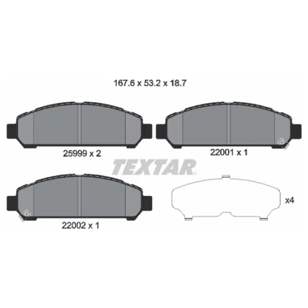 Тормозные колодки Textar 2599901 передние/ дисковые photo 2 Тормозные колодки Textar 2599901 передние/ дисковые photo 2