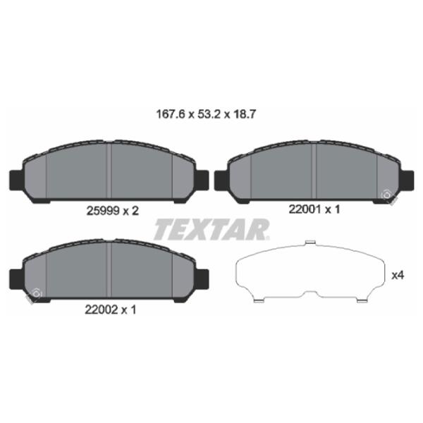 Тормозные колодки Textar 2599901 передние/ дисковые photo 2 Тормозные колодки Textar 2599901 передние/ дисковые photo 2
