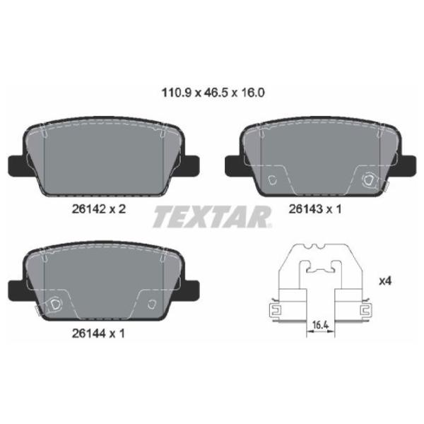Тормозные колодки Textar 2614201 задние/ дисковые photo 2 Тормозные колодки Textar 2614201 задние/ дисковые photo 2